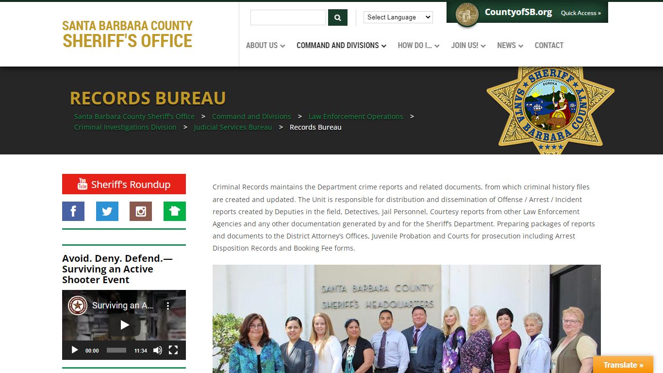 Records Bureau - Santa Barbara County Sheriff's Office